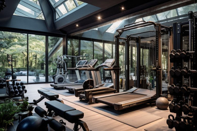 Contemporary home gym in Other.