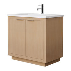 Maroni 36" Light Straw Single Vanity, 1.25" Thick Solid Surface Top, Int. Sink