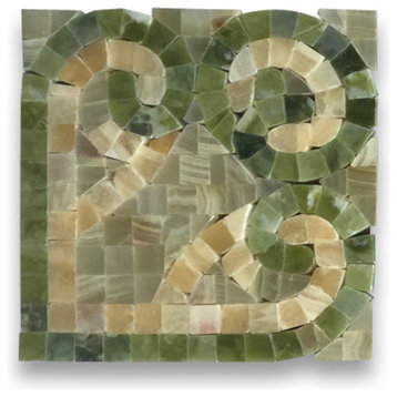 Marble Mosaic Border Decorative Tile Baroque Onyx 4.7x4.7 Polished, 1 piece
