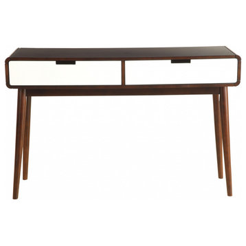 Mahogony And White Double Drawer Console Table
