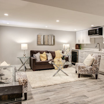 Basement remodel with bedroom space, closet space, living area, Virginia