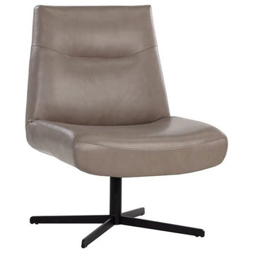 Hiero Swivel Lounge Chair, Alpine Gray Leather