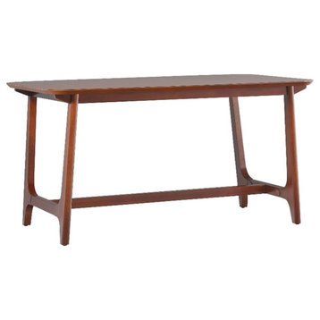 Walker Edison 60" Mid-Century Wood Dining Table with Trestle Base in Walnut