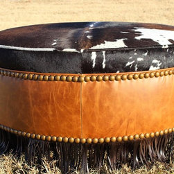 Cowhide & Leather Ottoman - Footstools And Ottomans