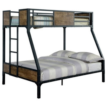 Furniture of America Baron Metal Twin over Full Bunk Bed in Black