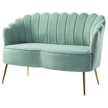 Upholstered 52" Loveseat With Tufted Back, Sage