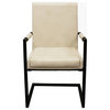 Wendy Genuine Leather Armchair, Ivory With Iron Frame