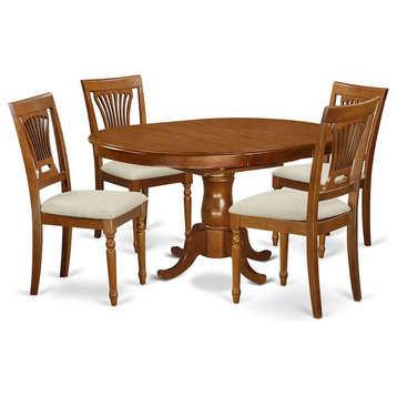 5-Piece Set Portland Dining Table Having 18" Leaf and 4 Cushion Kitchen Chairs