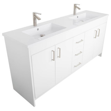 Olivia 72" Double Sink Freestanding Bathroom Vanity Set, White