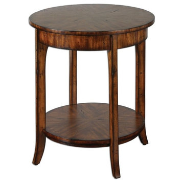 Elegant Rustic Round Wood Accent Table