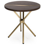 Maria Yee - Rhine 22" End Table, Finish: Dove, Brass - Please refer to secondary image for color variation listed.