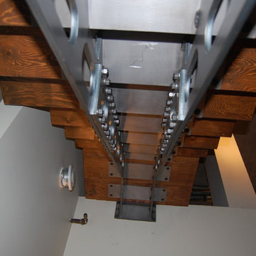 Artist Loft Stairs in Vancouver with hidden storage.