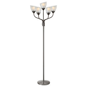 Crystal 70 Modern Chrome 3 Light Led Torchiere Floor Lamp With