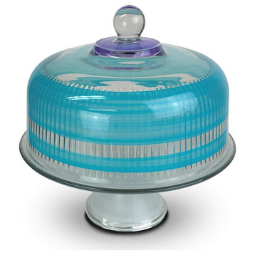 Retro Stripe Turquoise Cake Dome