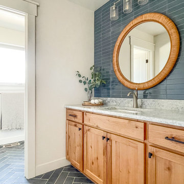 Quick Ship Nautical Blue Bathroom Backsplash