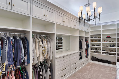 Closet - modern closet idea in Phoenix with shaker cabinets and gray cabinets