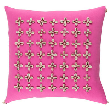 Lelei by Surya Pillow Cover, Bright Pink/Cream, 18' x 18'