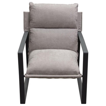 Miller Sling Accent Chair in Grey Fabric w/ Black Powder Coated Metal Frame...