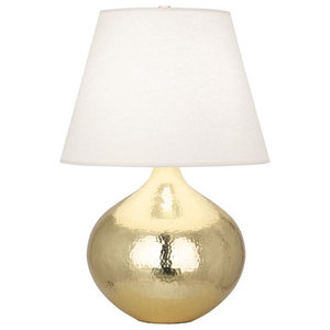 Robert Abbey Dal Table Lamp Round, Large Hammered Brass Table Lamp