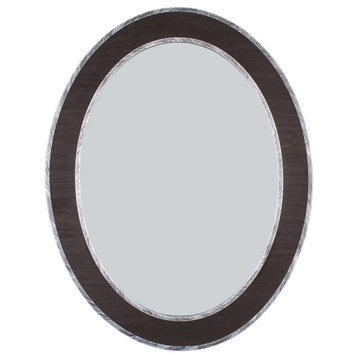 CHLOE's Reflection Vertical Hanging Black-Wood Finish Oval Framed Wall Mirror