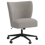 Skyline Furniture MFG. - Office Chair, Milano Elephant - The soft curvature of our swivel desk chair envelopes the back for incredible comfort. The sleek upholstery and stream-lined shape make it a versatile addition to any office space. Manufactured in Illinois, it is both sturdy and cushy, with hand upholstered inBoucle fabric and a 360-degree swivel mechanism that adjusts for height and features metal casters for ease of movement.