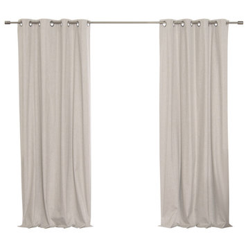 Linen Textured Grommet Thermal Total Blackout Curtains, Natural, 52"x108"