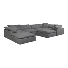 Sunset Trading 7 Piece Slipcovered Sofa with Ottomans SU-1458-94-3C-2A-2O