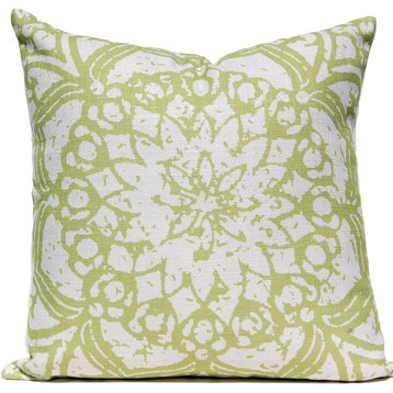 Stamped Flower Pillow, Green