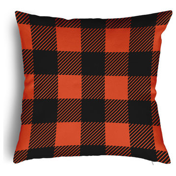 Buffalo Plaid Accent Pillow With Removable Insert, Black, 26"x26"