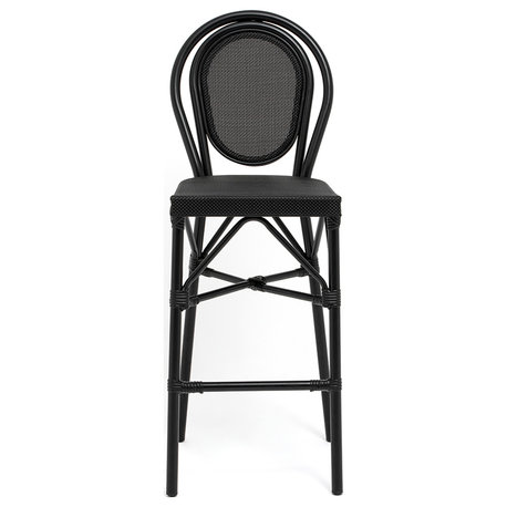 Erlend Bar Stool, Black Textylene Mesh With Black Frame Set of 1