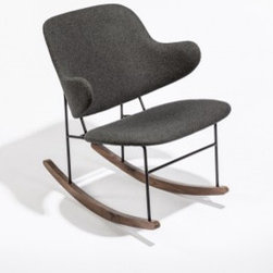 Fosnavag Dark Grey Rocker with Walnut Sleighs - Baby Swings And Bouncers