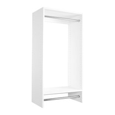 Modular Closets Wood Double Hanging Closet Organizer System, White, 24" Wide