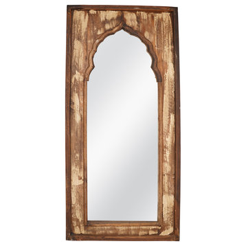 Yaya French Gothic Architectural Wall Mirror-Large, Antique White