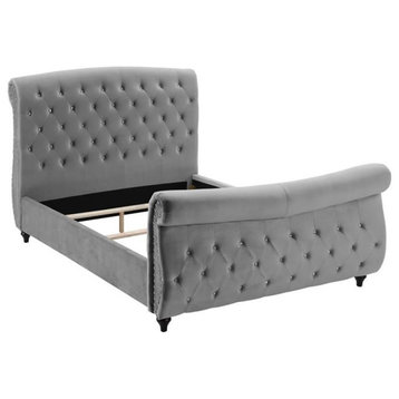 Best Master Furniture Jennifer Tufted Fabric Queen Platform Bed in Gray
