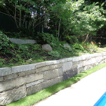Pool area hardscaping using reclaimed granite