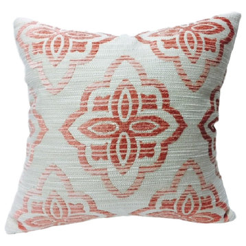 Chenille Texture Medallion Pillow, Pink/Ivory, Without Insert
