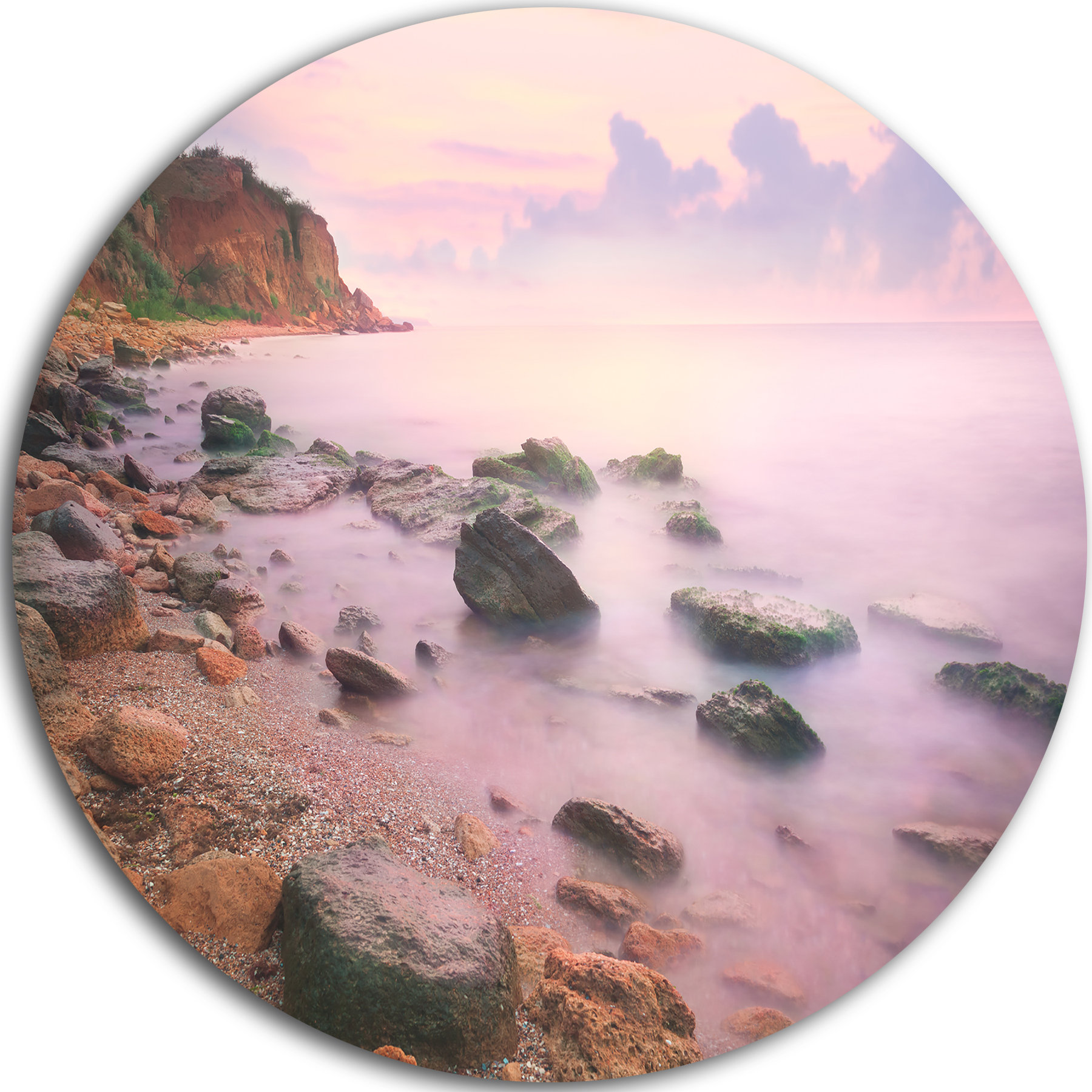 Sunset Rond Colorful Sunset Over The Sea, Seashore Round Wall Art, Disc of 36 inch ...