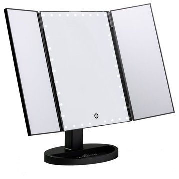 Touch Trifold XL Dimmable LED Makeup Mirror, Black