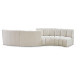 Meridian Furniture - Infinity Boucle Fabric Upholstered 4-Piece S-Shaped Modular Sectional, Cream - Mix and match this Infinity boucle fabric modular chair with other items in the Infinity collection to find the best possible seating solution for your gang. Rich cream boucle fabric feels welcoming and soft to the skin, so you stay seated comfortably for the big game or while watching your favorite programs. Deep channel tufting adds to the longevity and durability of this modular chair while giving it texture.