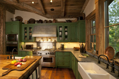Inspiration for a rustic kitchen remodel in Denver