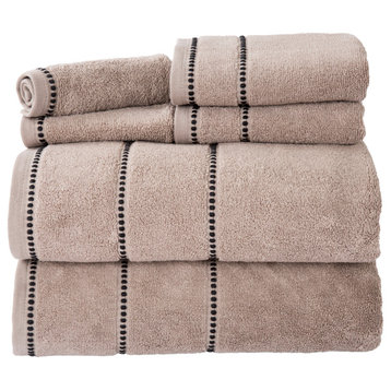 Lavish Home Quick Dry 100% Cotton Zero Twist 6 Piece Towel Set, Taupe