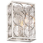 Minka Lavery - Minka Lavery 4662 Culture Chic 2 Light 9-3/4" Tall Wall Sconce - Catalina - Culture Chic by Minka Lavery is glamorous and untamed. A beautiful play in Catalina silver circular geometry showcasing the adaptability to today&#39;s decorating tastes. Features Comes with clear ripple glass accents Requires (2) 60 watt max candelabra (E12) bulbs Designed for use with Edison style bulbs Capable of being dimmed Rated for dry locations Covered under Minka Lavery&#39;s 1 year limited warranty Dimensions Height: 9-3/4" Width: 6-3/4" Extension: 4-1/4" Product Weight: 4.8 lbs Electrical Specifications Bulb Shape: T8 Bulb Base: Candelabra (E12) Number of Bulbs: 2 Bulbs Included: No Watts Per Bulb: 60 watts Wattage: 120 watts Voltage: 120 volts