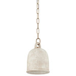 Troy Lighting - Troy Lighting F2708-PBR/CRE Relic 1 Light Pendant in Patina Brass - Relic is the epitome of earthy sophistication. The White Ceramic bell-shaped pendant is highly textured, creating a modern form with a rustic feel. The shade fills with a warm light and the curved handle at the top is both functional and beautiful. Gorgeous styled alone or in multiples. Part of our Lauren Liess collection.