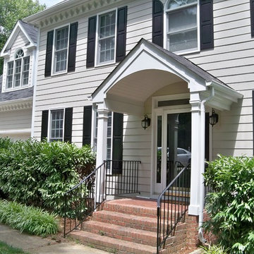 Front porch portico, fiiber cement siding replacement