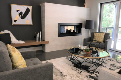 Example of a large trendy open concept family room design in Vancouver