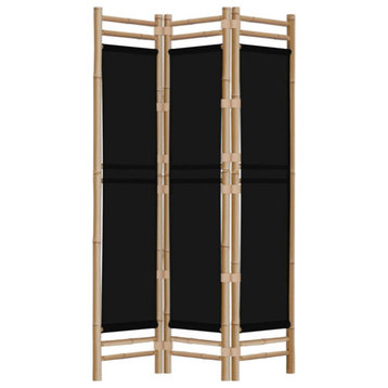 vidaXL Room Divider Foldable 3 Panel Room Divider Screen Bamboo and Canvas
