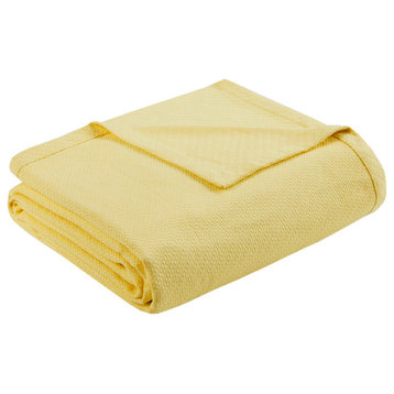 Madison Park Liquid Cotton Blanket, Yellow