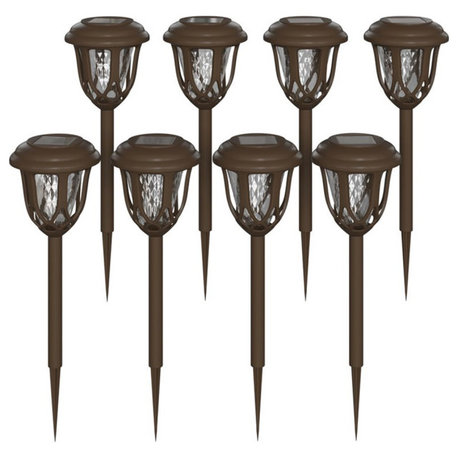 Flash Furniture Tulip Solar Powered Plastic LED Garden & Pathway Lights in Brown