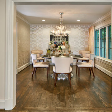 Luxury Dining Room with Unique Wallpaper