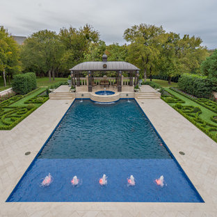 ダラスの大きい長方形トラディショナルスタイルのおしゃれなプール (噴水) の写真